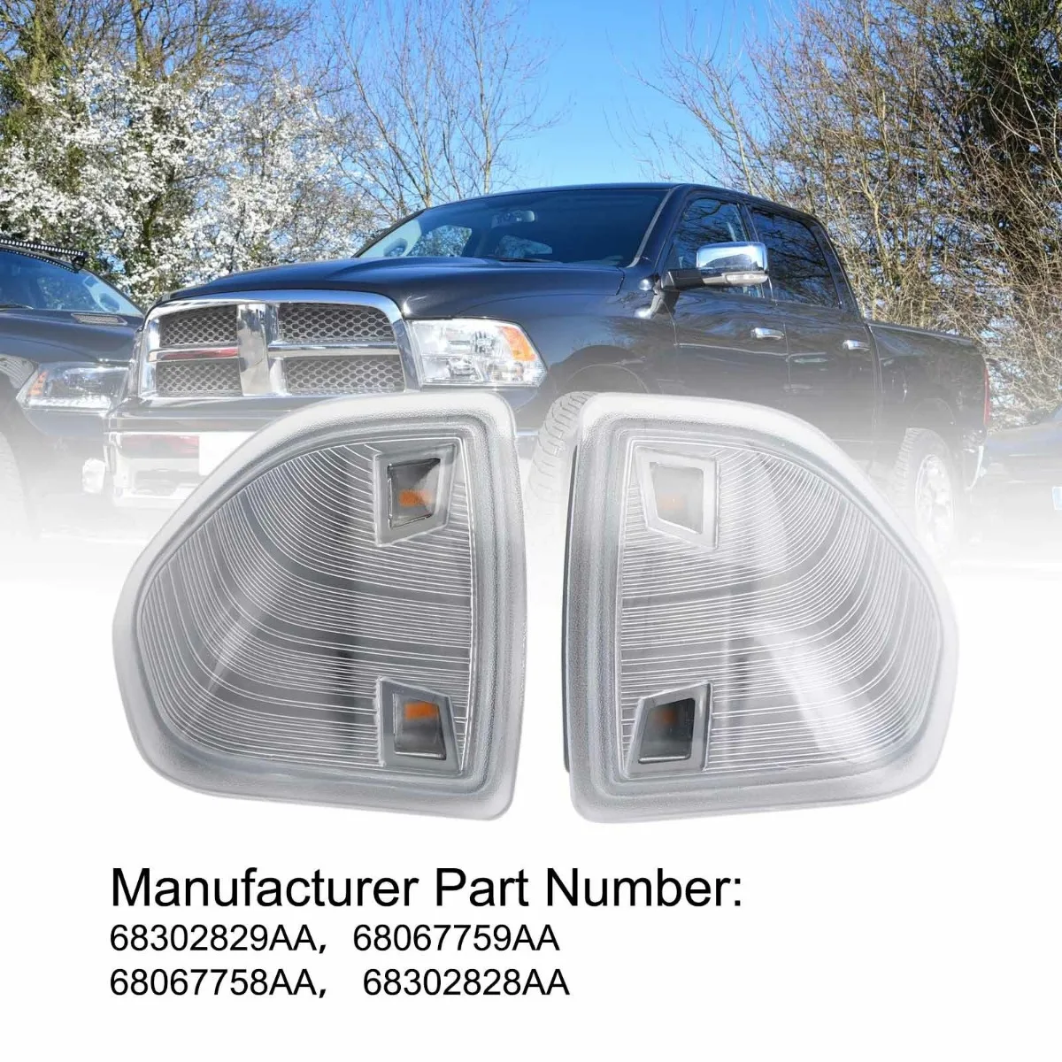 2PCS Tow Rearview  Mirror Turn Signal Smoked Light Set (LH + RH) For Dodge Ram 1500 2500 3500 Replacement Accessories