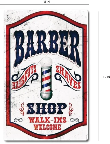 TIN SIGN Shaving Parlor Barber Shop Cottage Walk Ins Rustic Vintage Look . sign
