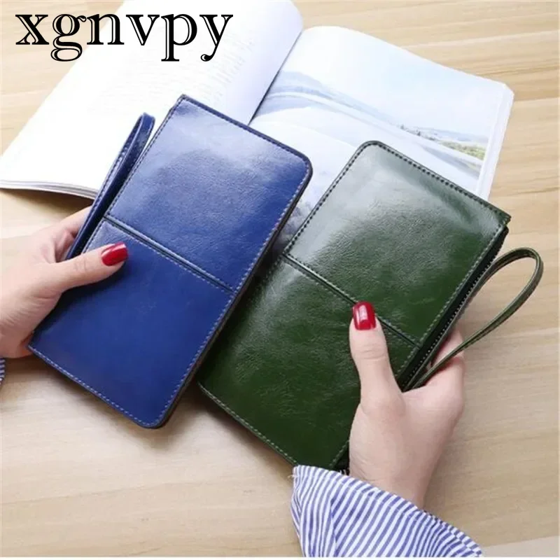 xgnvpy New Fashion Women's Office Lady PU Leather Long Purse Clutch Zipper Business Wallet Bag Card Holder