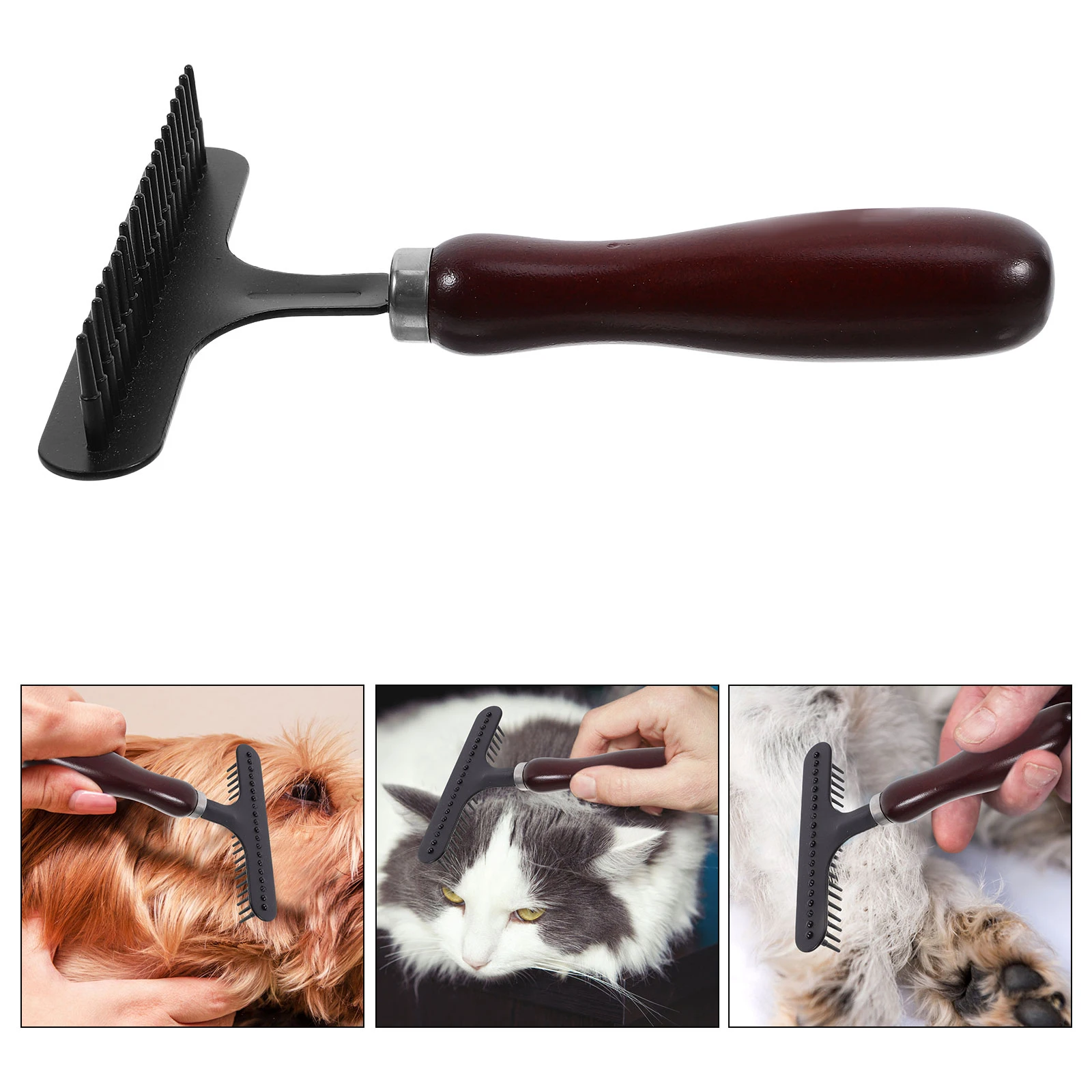 

Pet Comb Brush for Dog Cat Grooming Scissors Wooden H Slicker Curly Hair Trimmer Stimulates Skin Follicles Pet Supplies
