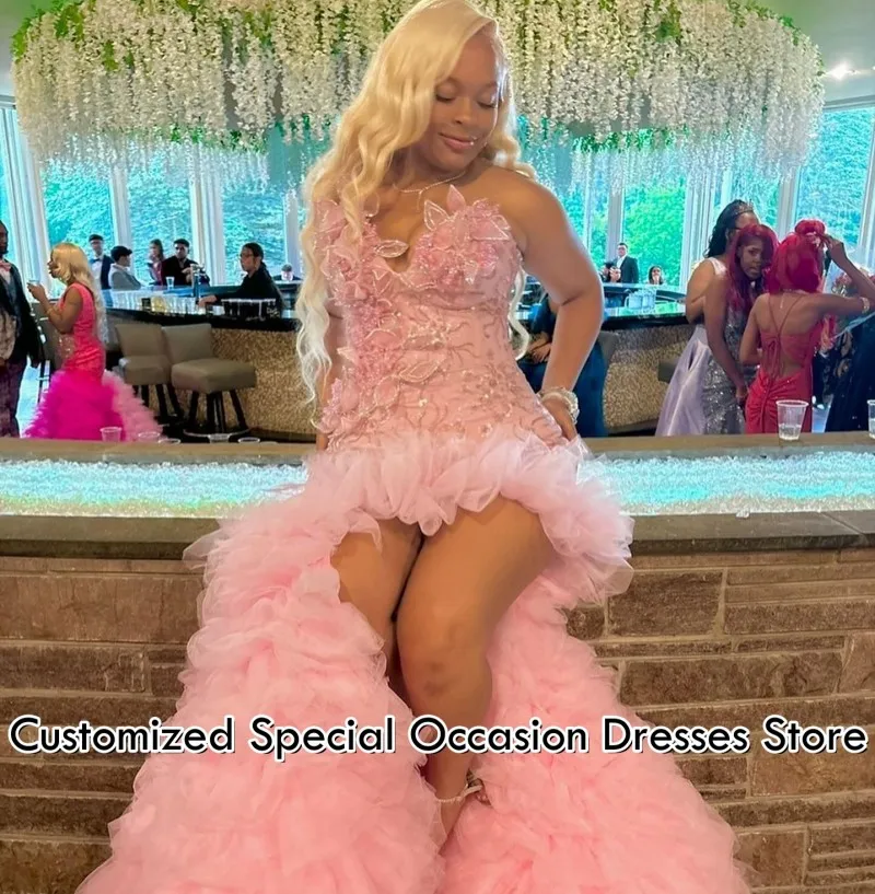 Charming Cocktail Dresses Sweetheart Sleeveless Cascading Ruffles Sequins Party Dress Gala For Women Short Prom Gowns Customized