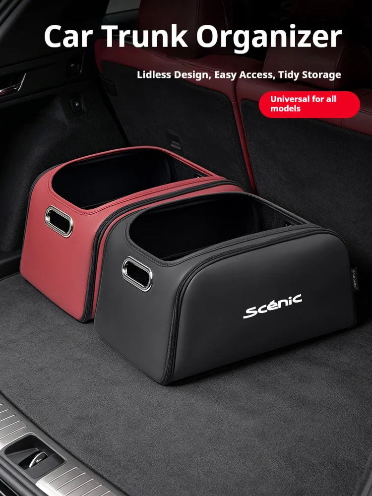 Car Trunk Organizer Box Storage Bag with Built-in Pocket Leather Material Waterproof Anti For Renault Scenic Auto Accessories