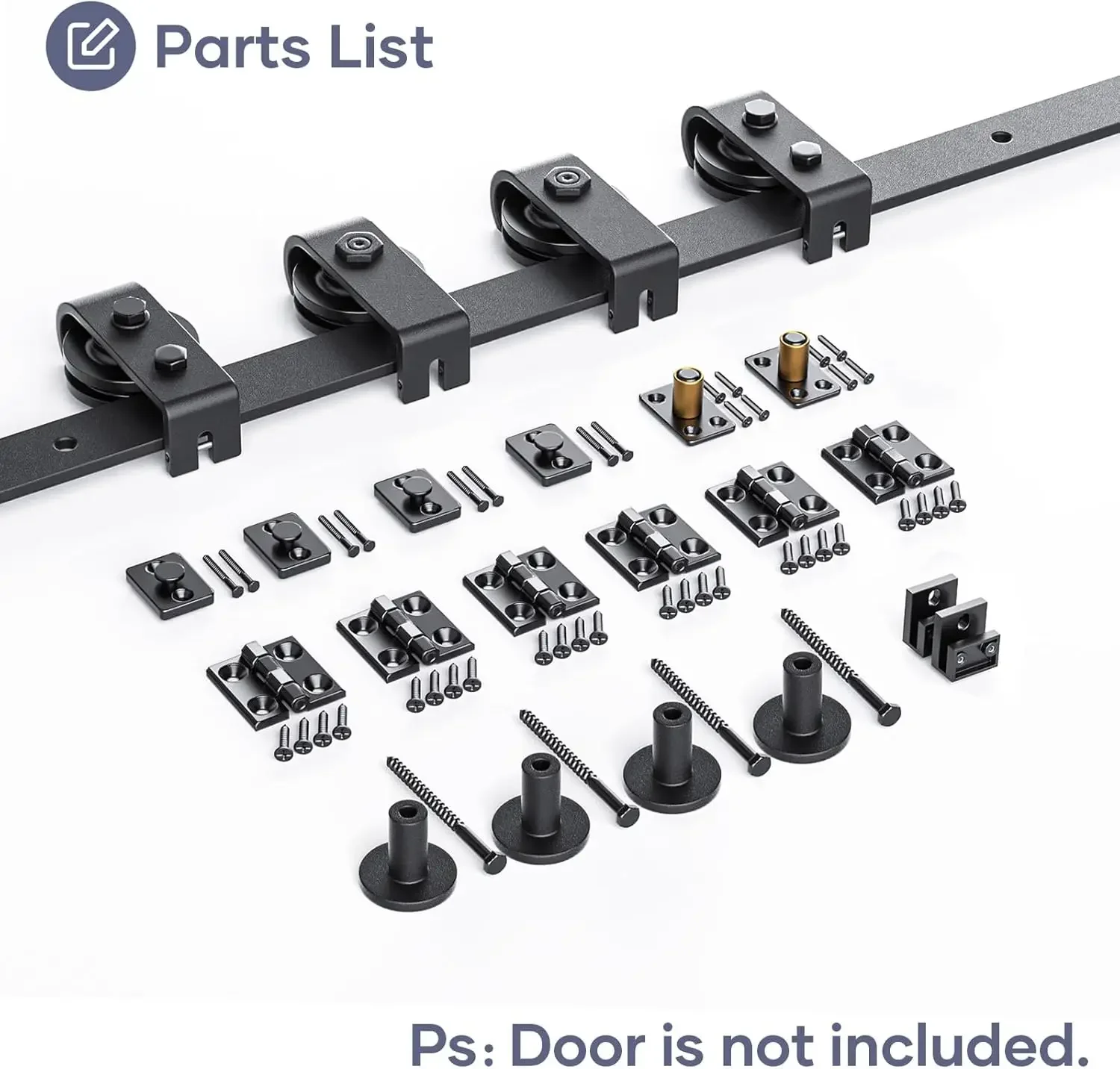 Kit de rail de quincaillerie pour portes de Cisco, système de montage sur le dessus, rouleau rapide, lisse, portes de grange coulissantes pliantes, 52 en effet, quatre 12 pouces