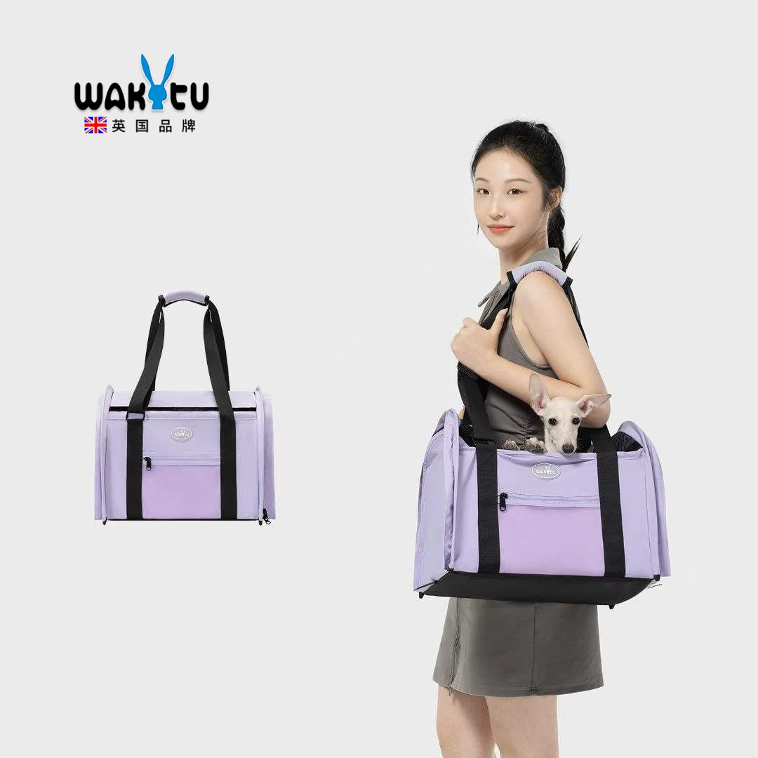 

Wakytu Pet Out Portable Double Shoulder Takeout Cat Breathable Folding Carry Large Capacity Pet Dog Cat Bag Carriers