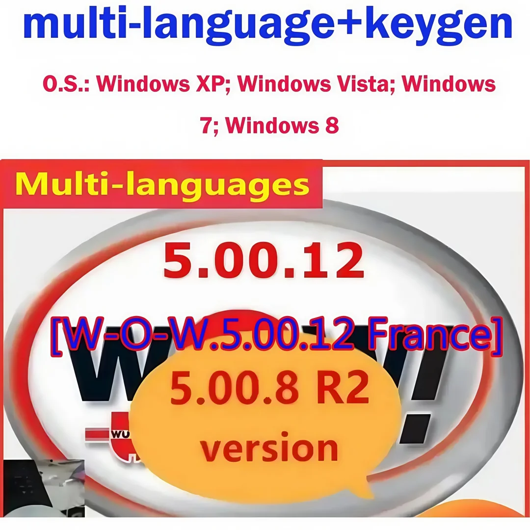 

WOW 5.00.12 Франция WOW 5.00.8 R2 с автомобилями Keygen Диагностическое программное обеспечение Инструменты для проверки ЭБУ Диагностический инструмент авто Ремонт интерфейса