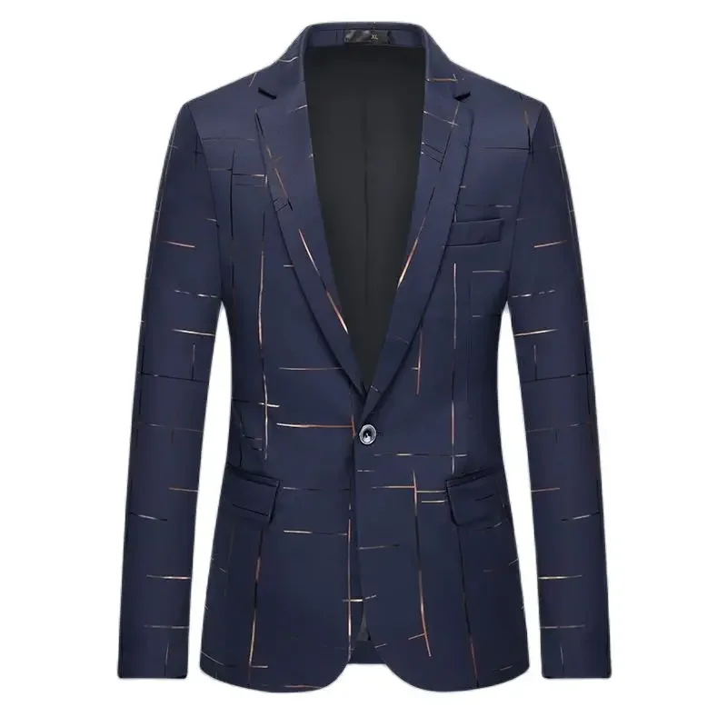 

Boutique New Fashion Business Dress Trend Gentleman Comfort Trend Refreshing Casual Wedding Striped One Button Suit Jacket