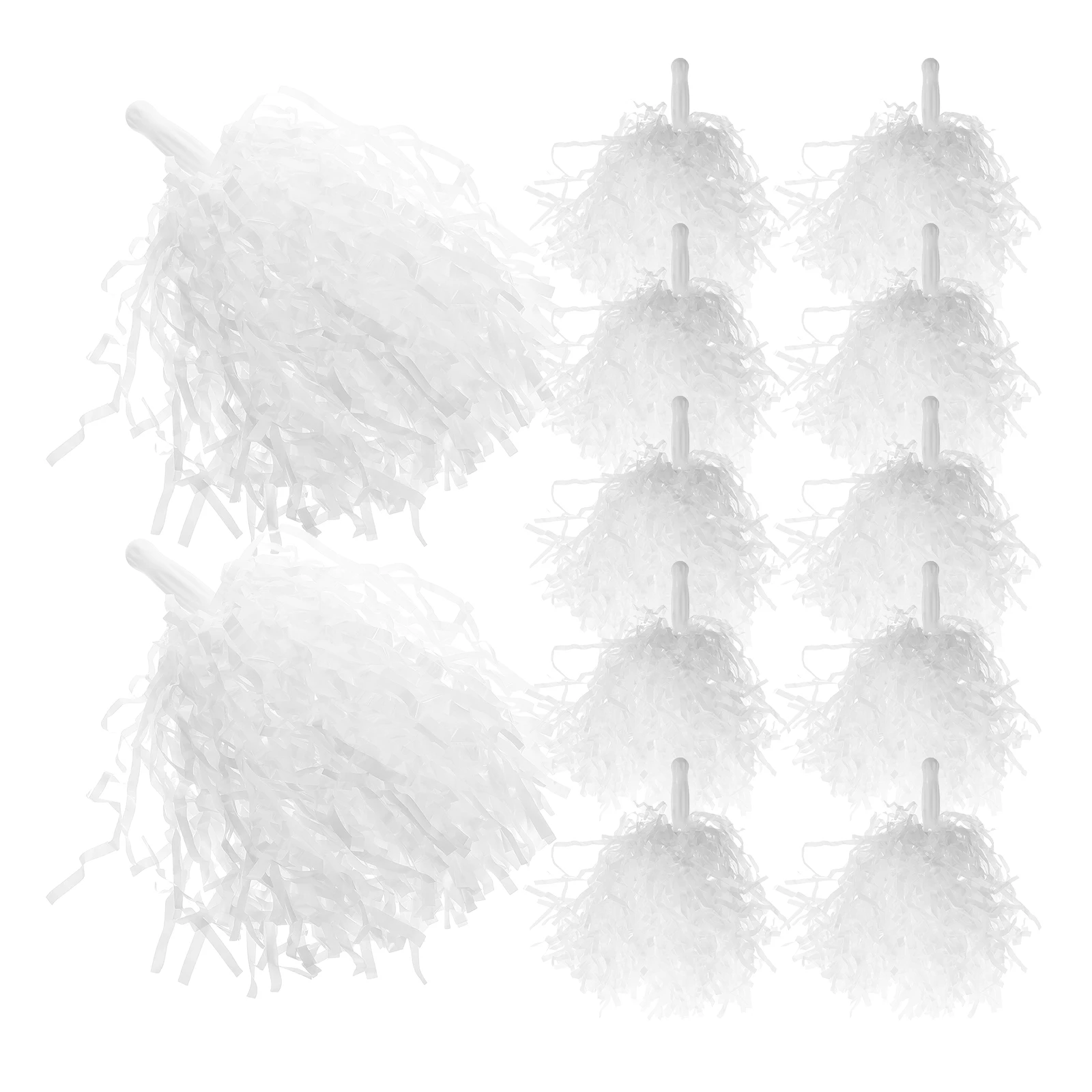 

12Pcs Cheerleading Hand-Held Metallic Pom Poms Dance Team Performance Party Cheering Props Cheerleading Pom Poms White