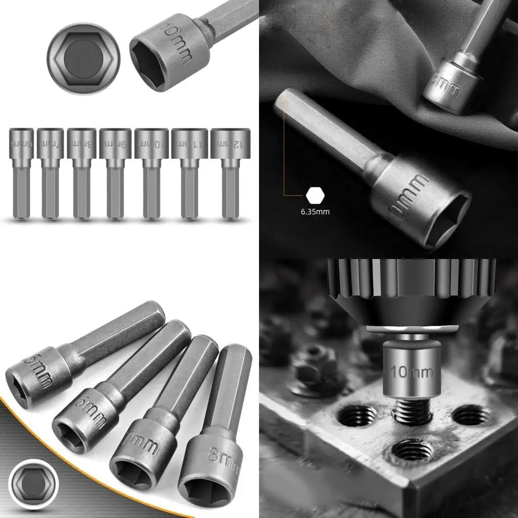 

R9UF 11Pcs Nut Driver Set 1/4'' Nonmagnetic Extension Socket Wrenches Screw Drill Bit Holder Quick Adapters
