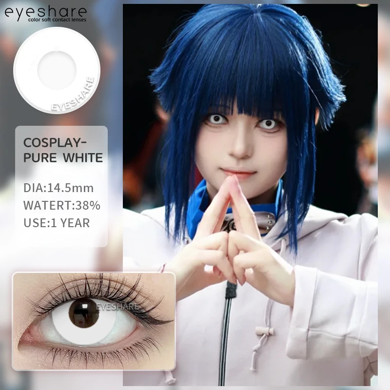 EYESHARE Halloween Lenses Cosplay Color Contact Lenses for Eyes 1pair Black Eye Lens Color Eye Lens White Contacts Blue Lenses