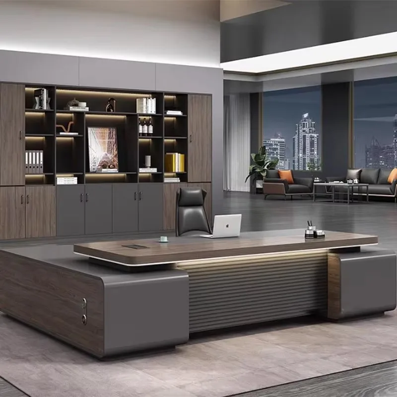 Office Desk Decoration Aesthetic L Shaped Standing Computer  Furniture