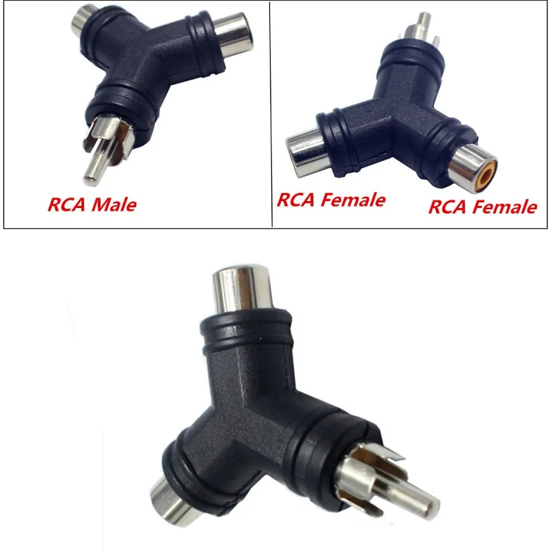 Y-type RCA One Centimeter Two Female AV Lotus RCA Tee Audio and Video Adapter RCA Male To 2RCA Female