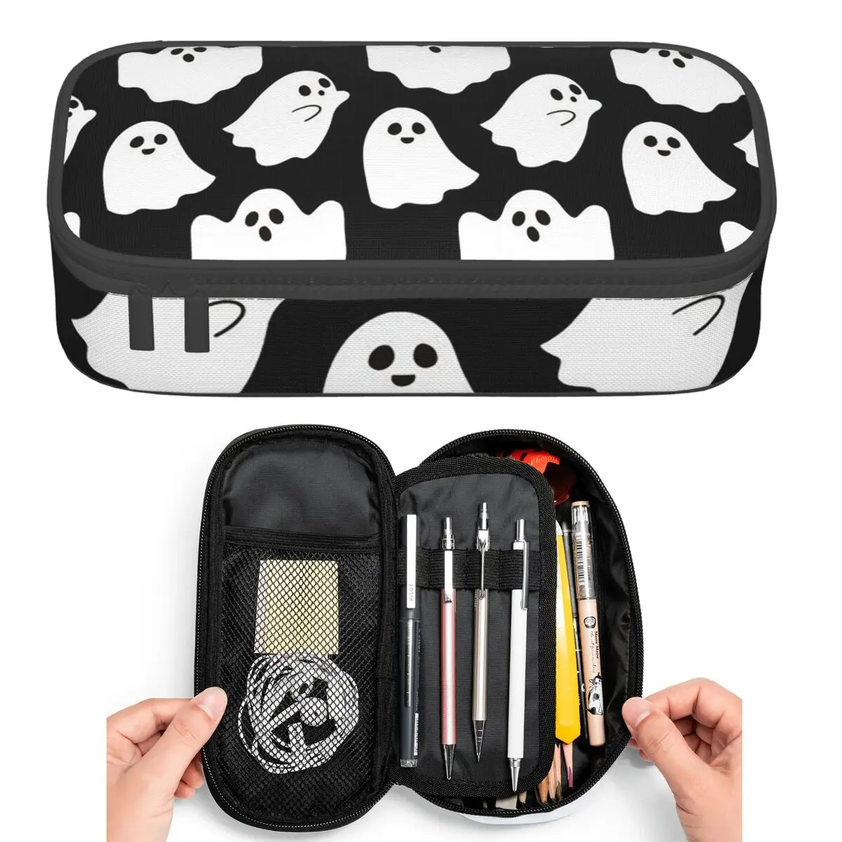 

Spooky Ghost Halloween Cartoon Pattern Pencil Cases for Student Pen Box Pencil Bag Large Storage Pencil Pouch Pen Holder