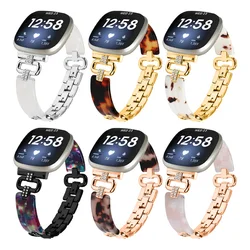 Resin + Stainless Steel band for fitbit sense sense 2 Watchband Women Men Wrist strap strap for fitbit versa 3 versa 4 Watch