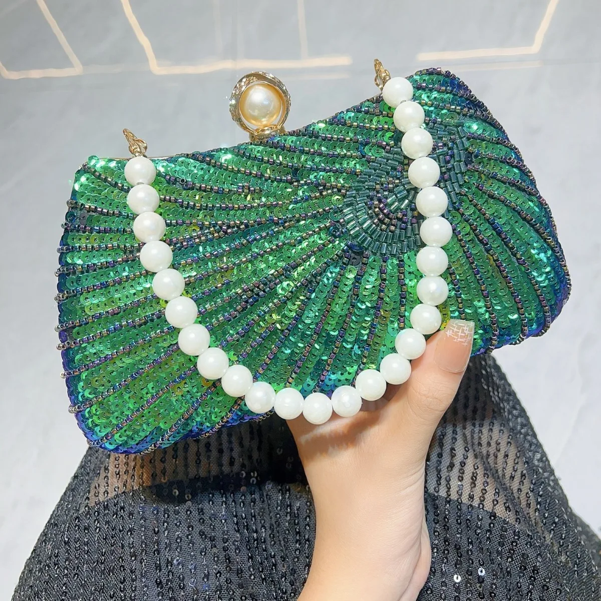 J51 Sweet Memory Bag Cheongsam Dress Bag, High-end Banquet Handmade Pearl Handbag, Crossbody Bag, Dinner Bags