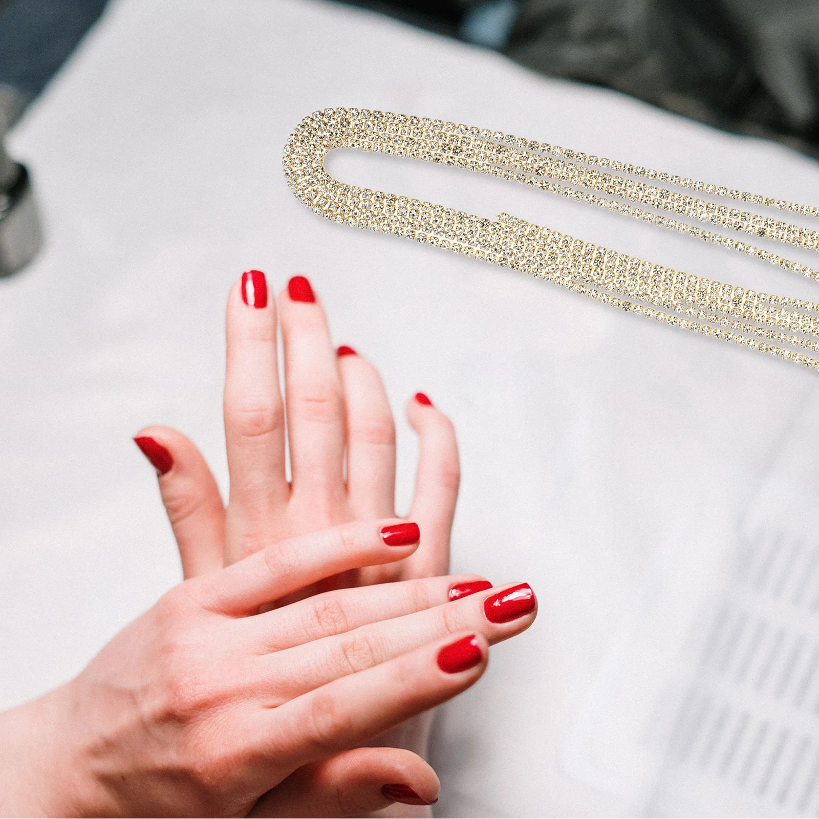 2 قطعة سلسلة الراين المياه الفن اكسسوارات لامعة مسمار السحر ل عمليات تجميل الأظافر Diy بها بنفسك الديكور مسمار سلسلة مجوهرات ترصيع الزخرفية