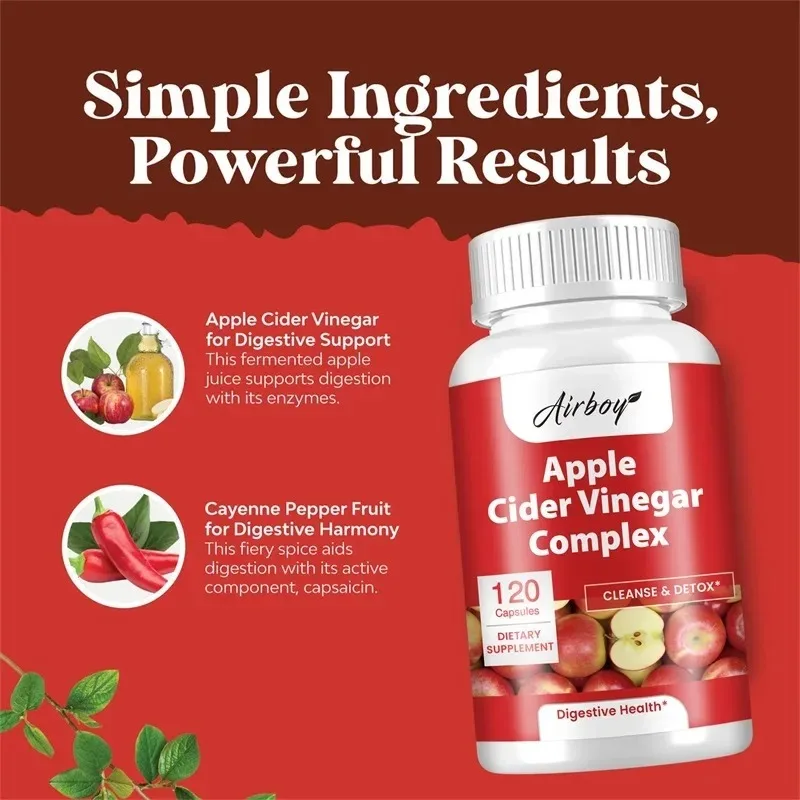 مجمع خل التفاح - تنظيف الأمعاء، إدارة الوزن، تقليل الإمساك، يحسن الهضم، التمثيل الغذائي #4