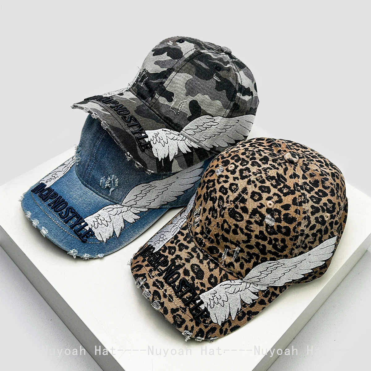 

New Men Women Korean Embroidered Letters Dual-bladed Angel Wings Baseball Hats Sunshade Retro Versatile Peaked Caps Fashion ins