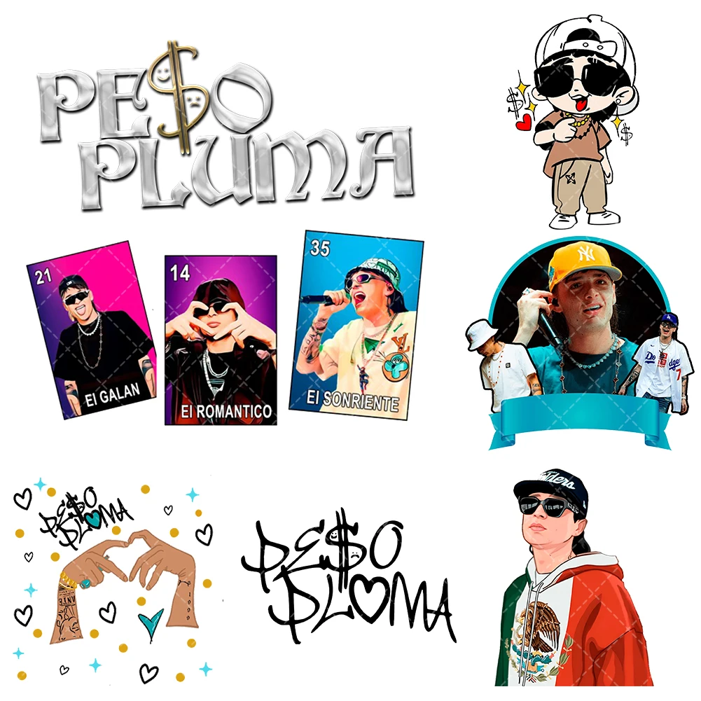 

Mexico Singer Peso Designs Heat Transfer Stickers Iron On Clothes Bags DTF Vinyl Thermal Appliques Washable DIY Patches