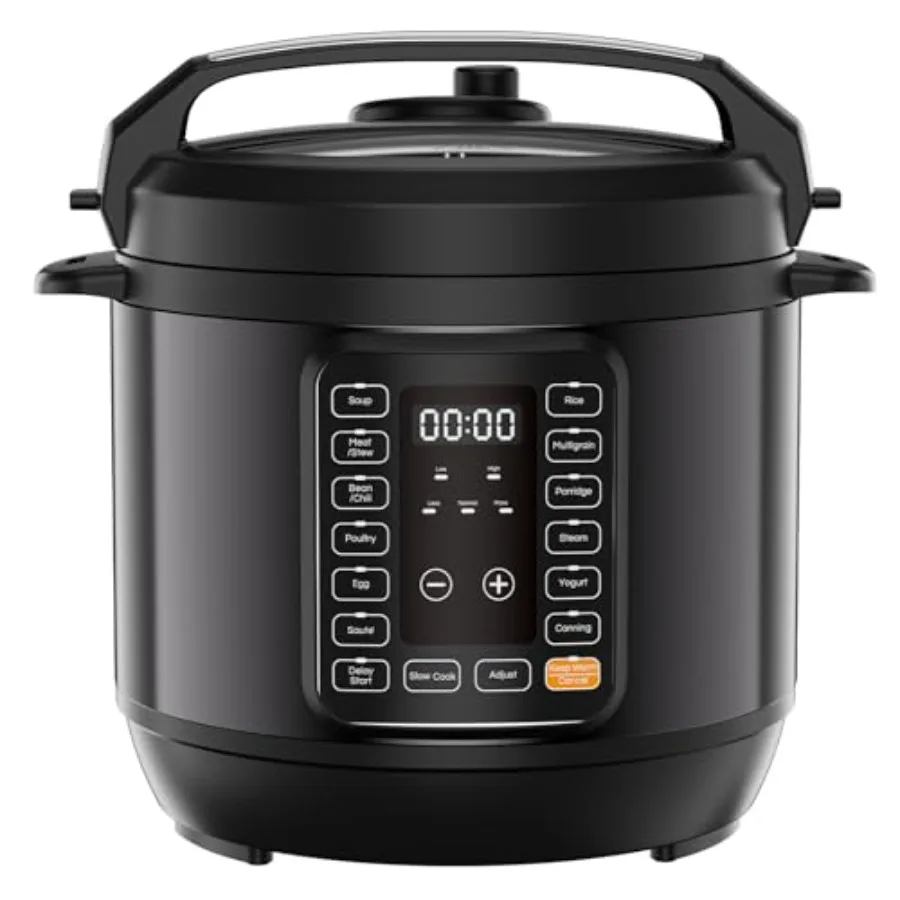 Panela de Pressão Elétrica 16 em 1 de 6QT, Multifuncional com 12 Programas Predefinidos, Cozedura Lenta, Panela de Arroz, Vaporizador, Panela para Saltear, Sopa, Ensopado de Carne, Conservas e Iogurte