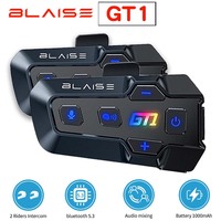 BLAISE GT1 Motorcycle Intercom Headset Bluetooth 5.3 Music Sharing 2 Riders 1km Helmet Headset 1000Mah Interphone  Adio Mixing