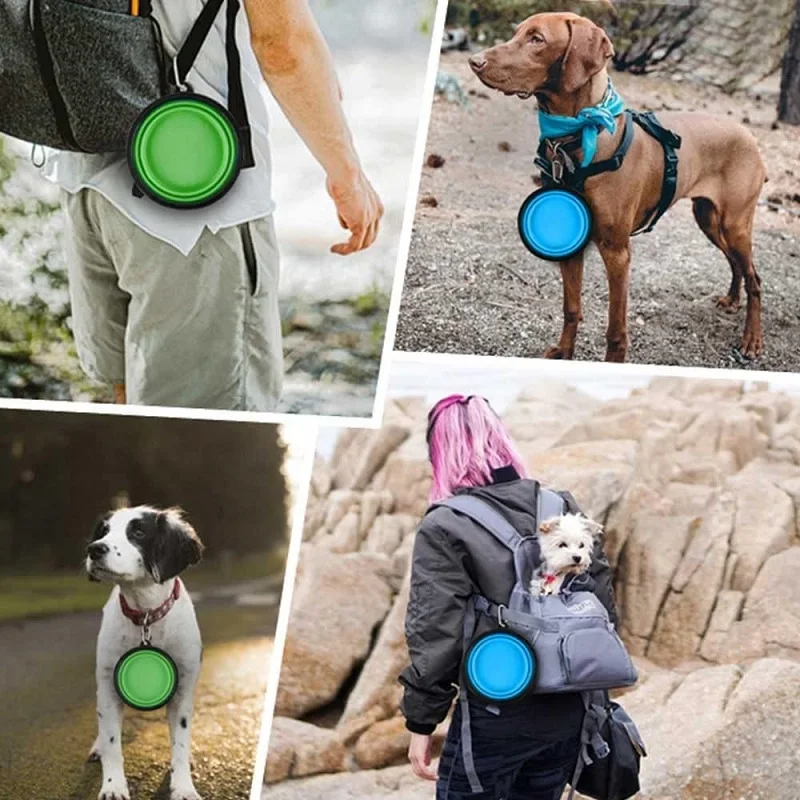 Faltbare Silikon-Schüssel für Haustiere Zusammenklappbare Hundefutterschüssel Große Outdoor-Reiseschüssel für Haustiere Tragbarer Welpen-Futterbehälter – Detail 9