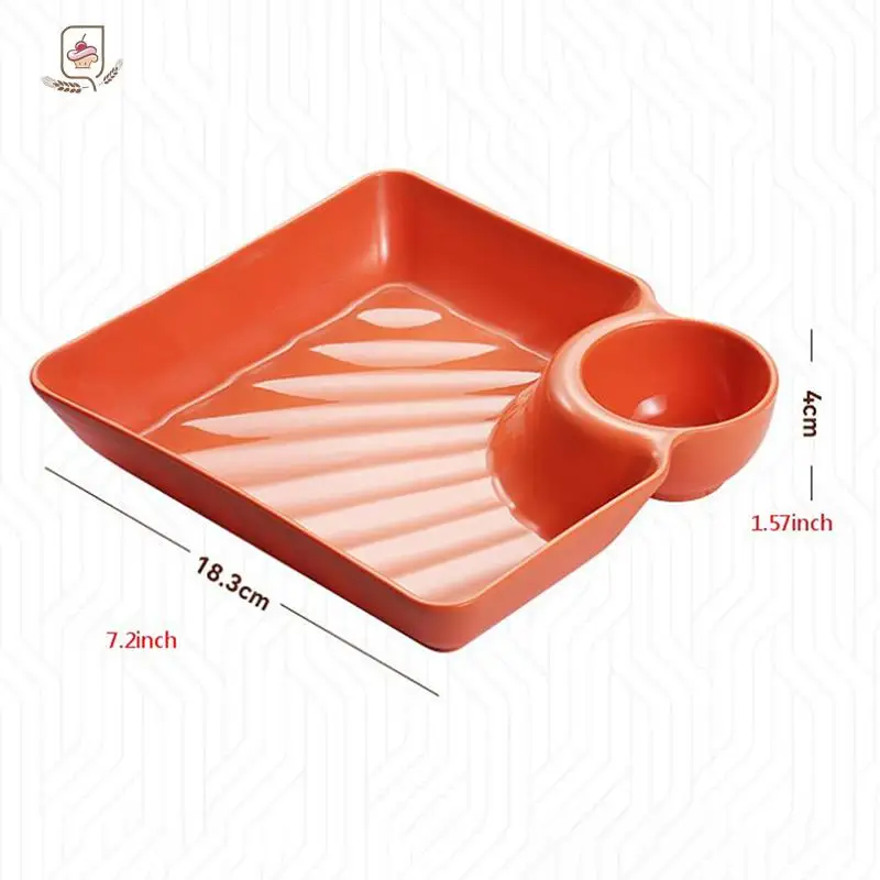 Square Dumpling Plate With Vinegar Sauce Dish Space Snack Platter Creative Separated Divided Snack Tray Kitchen Tableware