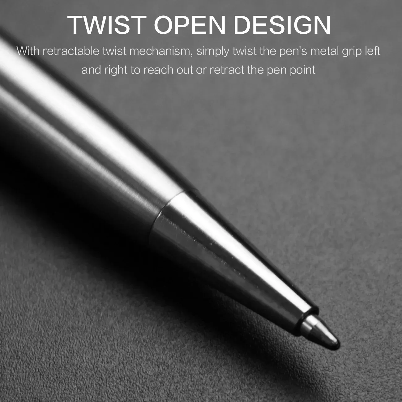 STONEGO Twist Ballpoint Pens Stainless Steel Retractable Ball Pen Smooth Gel Ink Medium Point 1.0mm Black Ink Replaceable Refill