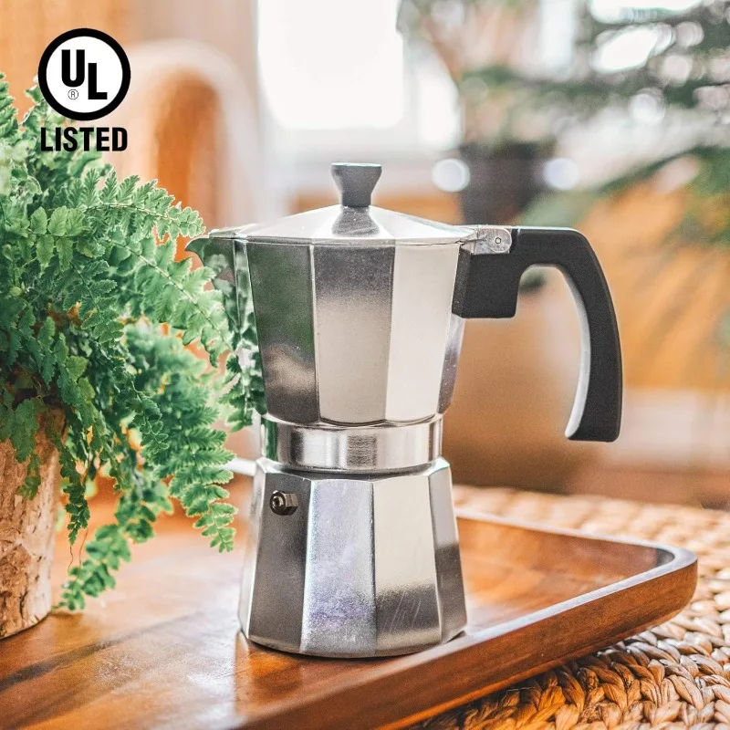 

Миланская плита для эспрессо, кофеварка Moka Pot 9, чашка для эспрессо, 15,2 унции, серебряная кубинская кофеварка, плита, кофеварка Moka I