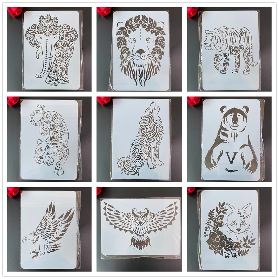 DIY Stencils Wall Painting Scrapbook Coloring Embossing Album Decorative Paper Card Template A4 29 * 21cm animal stencil