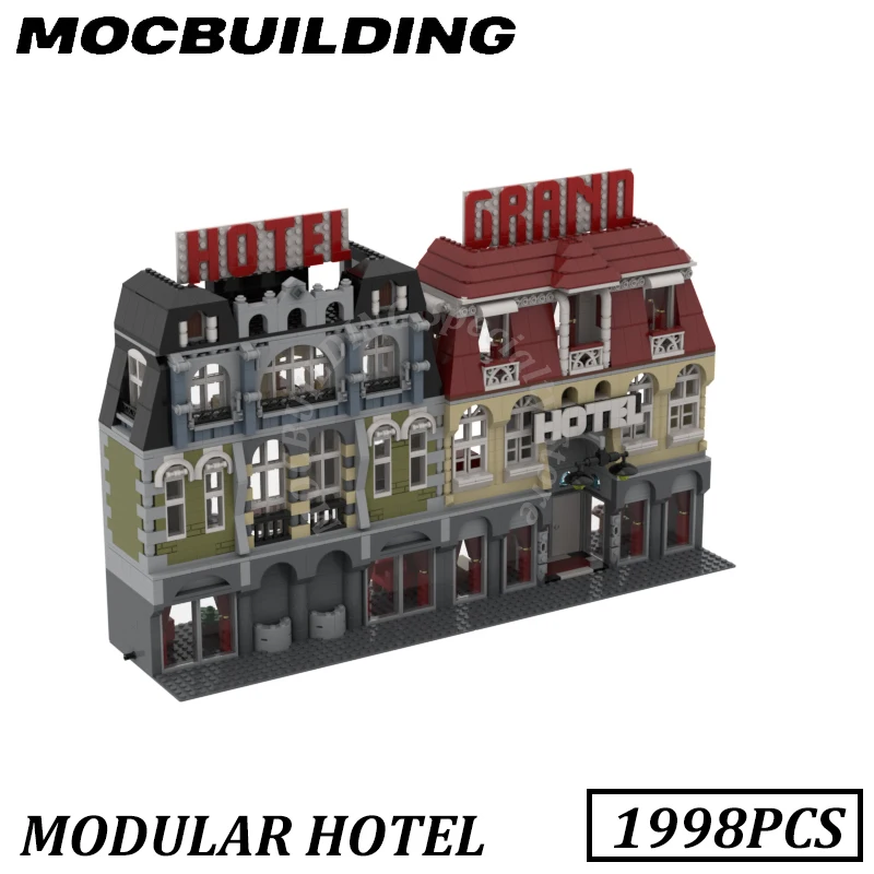 Modular Hotel City Street Building Model Toy MOC Building Blocks Brick Toys Display Construction Gift