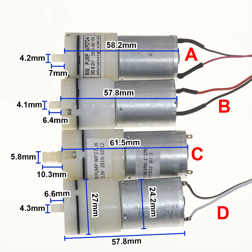 Micro 370 Diaphragm Pump Air Oxygenation Pump DC 3V-12V Aerator Air  Aquarium Pump