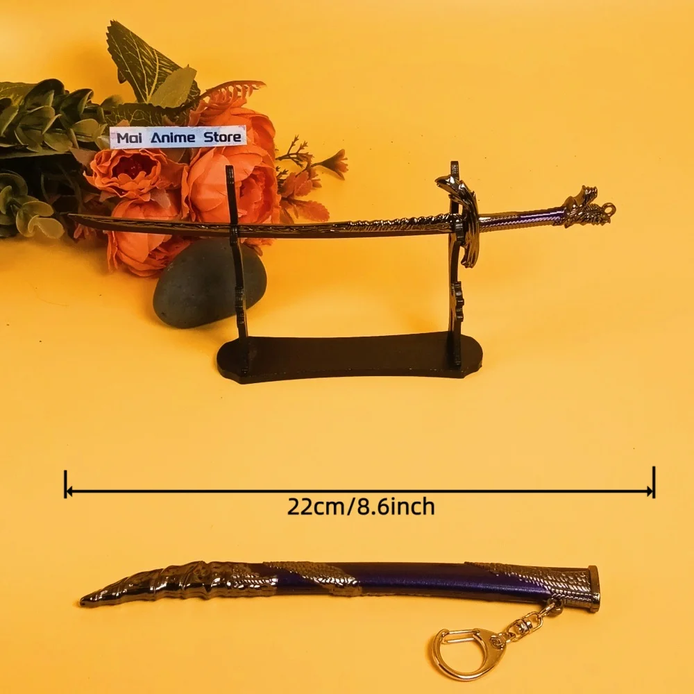 8.6インチ アニメ エルデン カタナ スチール ドラゴンズケイル メタルナイフ ソード 実物大 日本刀 オリジナル サムライ セイバー 非研磨 おもちゃ ギフト
