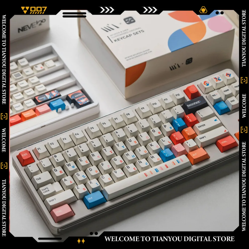 Mek WUkds Geometry Theme Mechanical Keyboard Keycaps Customized PBT Thermal Sublimation Keycap Set Gaming Keyboard Accessories