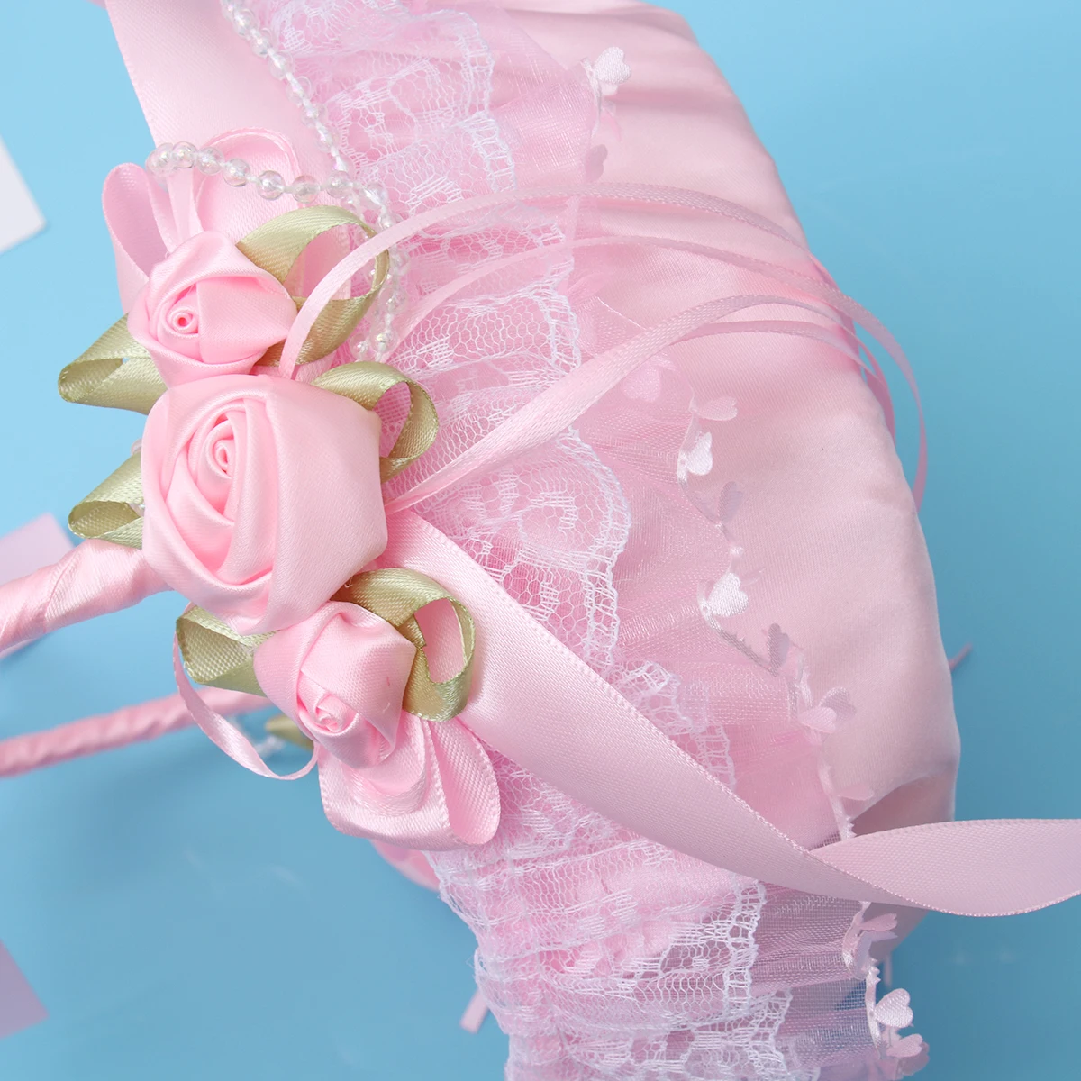 

Wedding Flower Basket Pink Premium Cloth Bowknot Elegant Romantic Wedding Decoration Basket for Ceremony Party