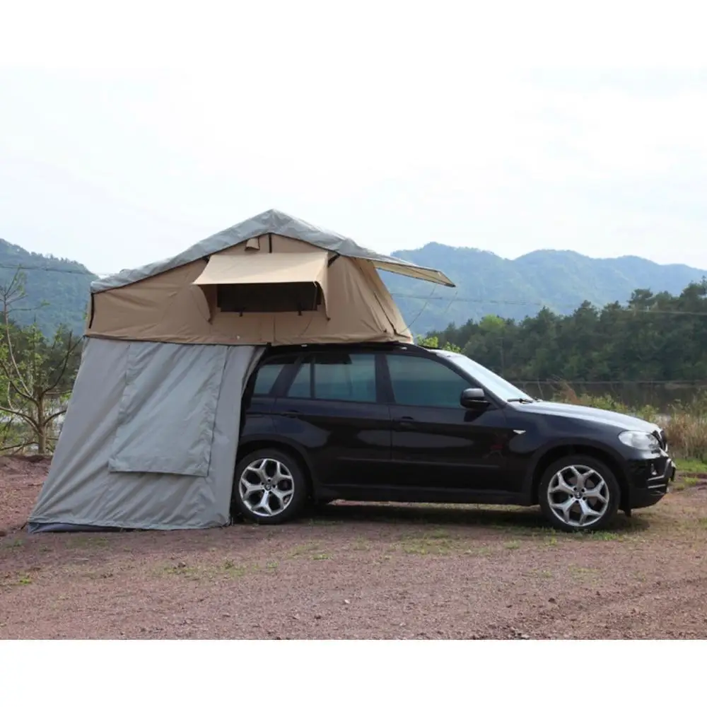 Customized Car Roof Top Tent With 280GSM Ripstop Canvas Shell Four-Season Waterproof Outdoor Camping Tent For Two Bedrooms
