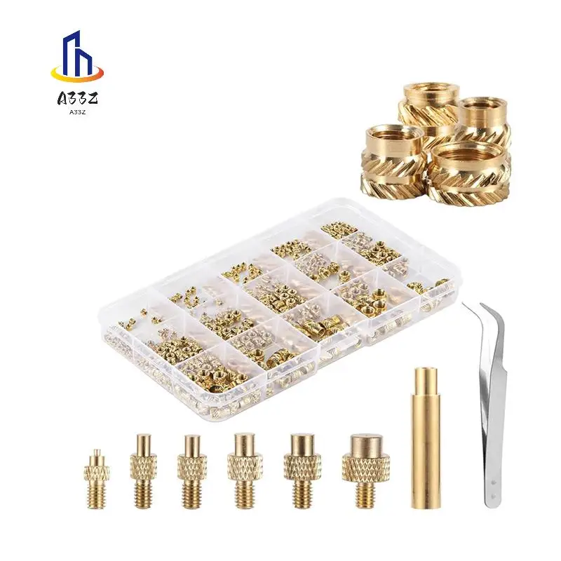 

A33Z-407Pcs Brass Threaded Inserts For 3D Printing,M2 M2.5 M3 M 4 M5 M6 Female Thread Metric Knurled Nuts Threaded Heat Set
