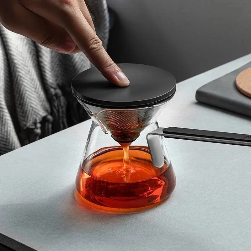 Elegant Magnetic Glass Tea Set Tainless Steel Filter Long Handle Anti-scald High-end Glass Tea Water Separation Tea Lovers Gift