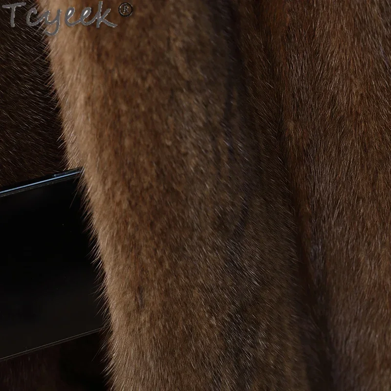 Tcyeek-chaquetas de piel de visรณn Real para mujer, abrigo de piel de visรณn entero, chaqueta de piel Natural de gama alta, abrigo de invierno