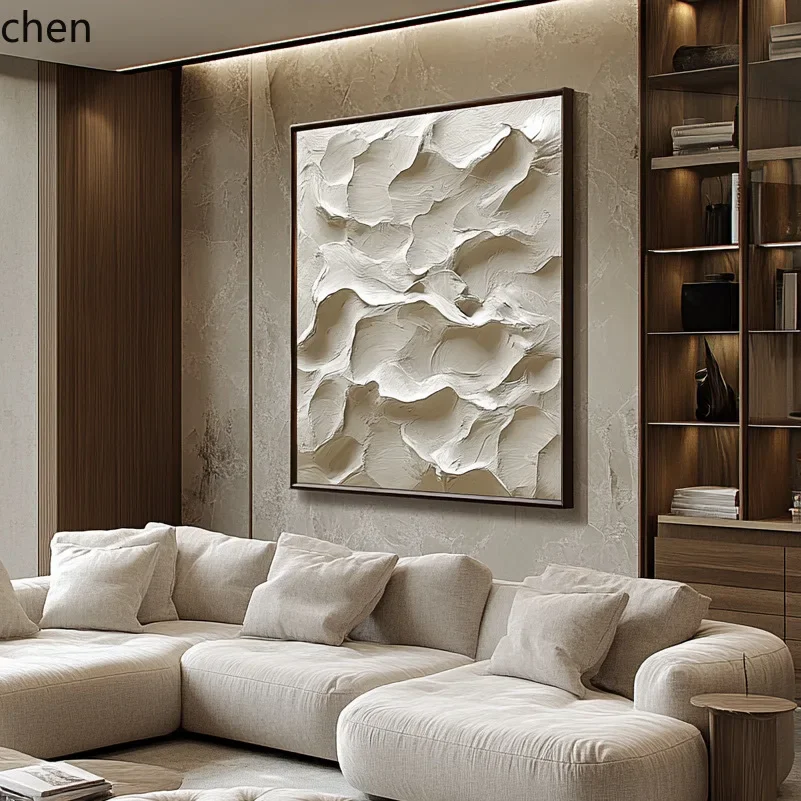 HT's new living room decorative painting is a high-end sofa background wall hanging painting with a minimalist design