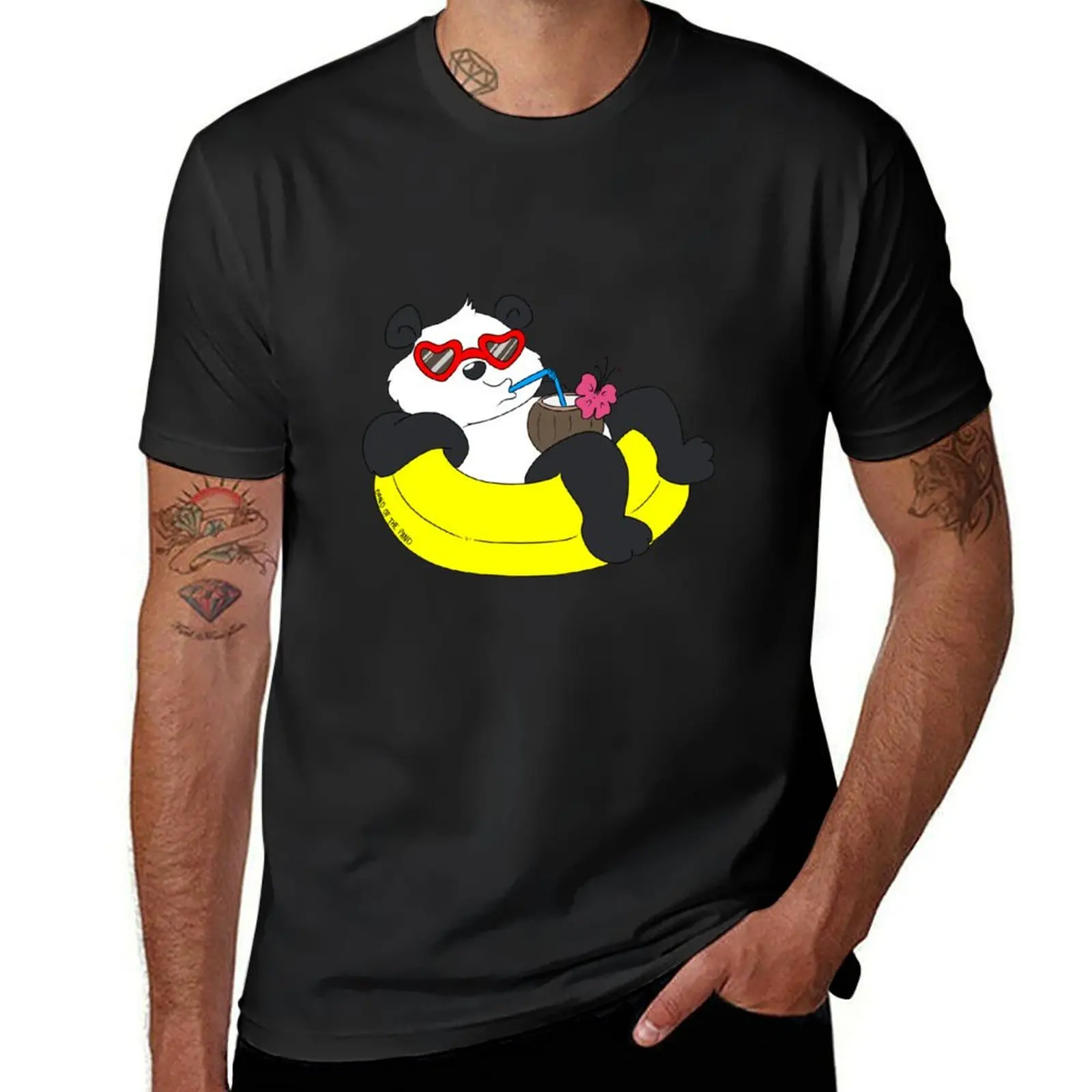 Chilling - Funny panda T-Shirt Blouse plain graphics t shirt men