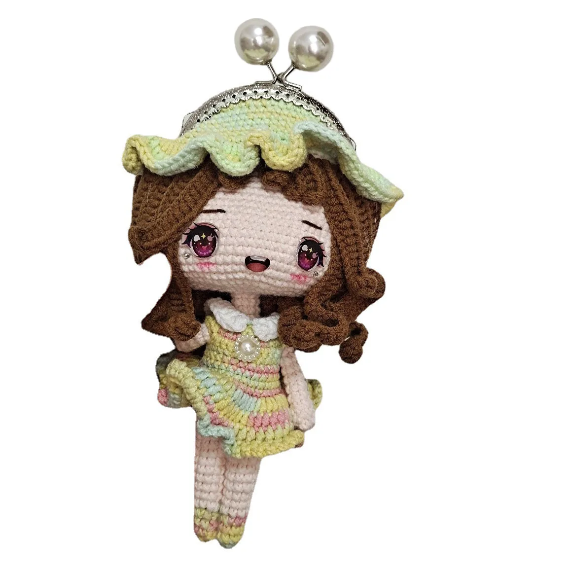 DIY Hand-knitted Wool Cartoon Princess Figure Hand-dyed Thread 8.5 Gold Slung Creative Bag/doll