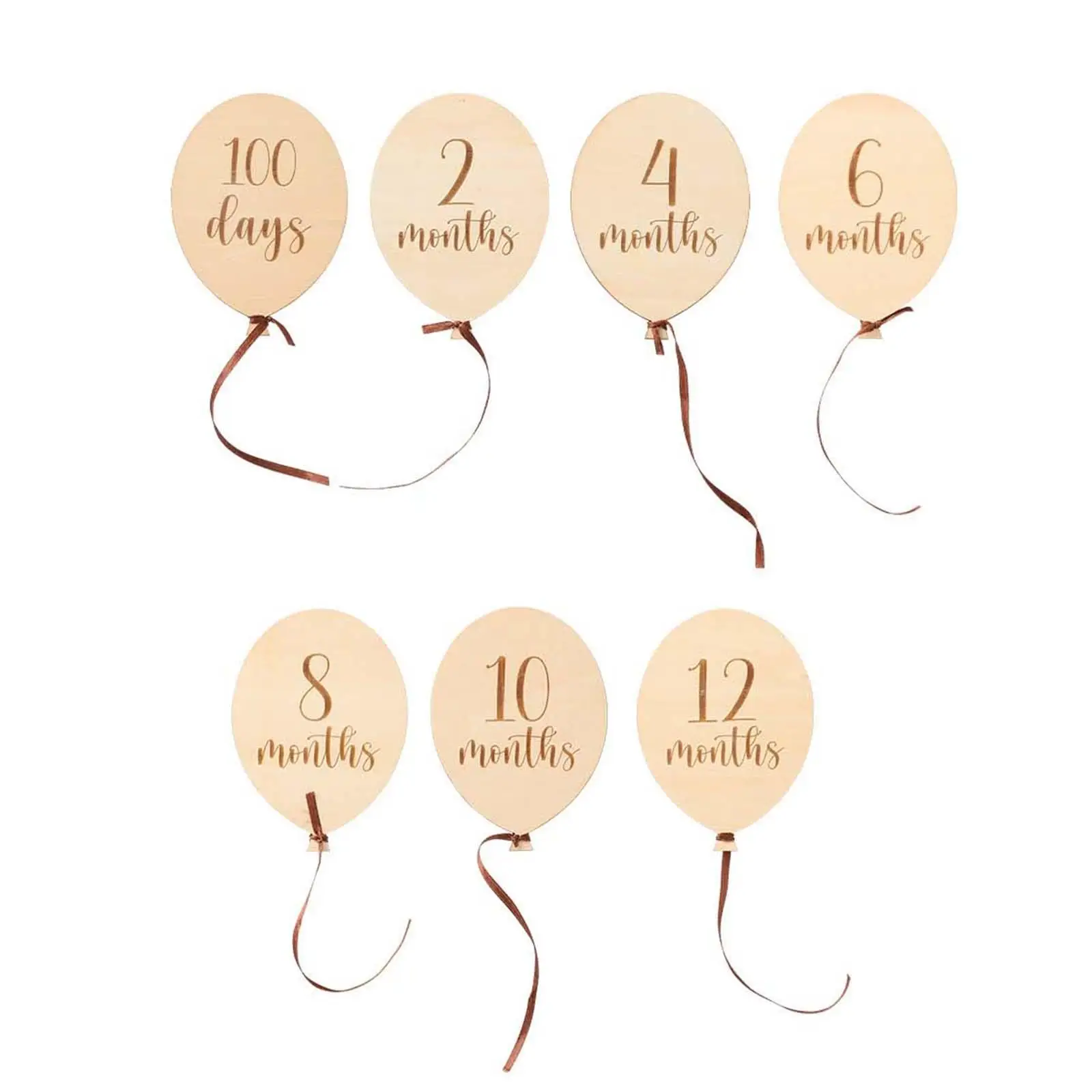 Baby Monthly Milestone Balloon, Wooden Milestone Balloon, Photo Props Birthday