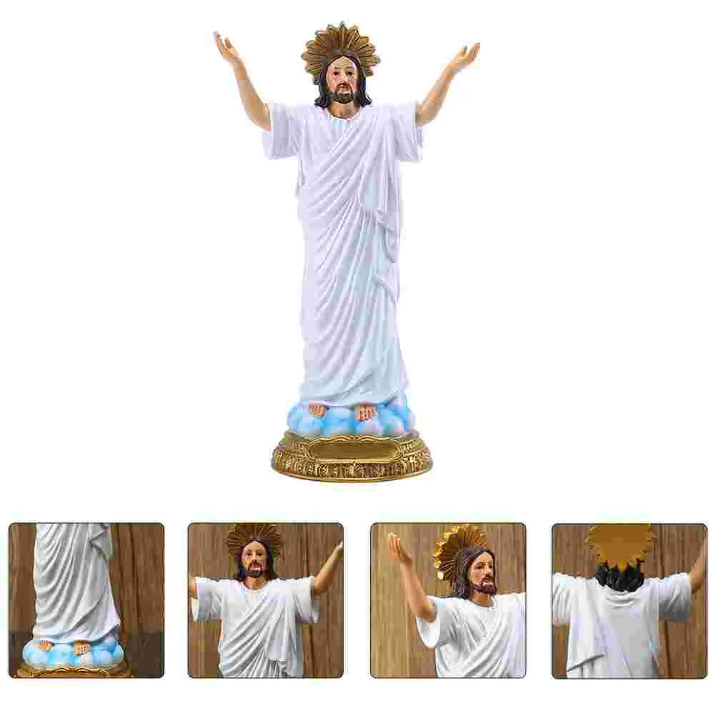 

Jesus Rebirth Statue 6cm Resin Mini Decorative Figurine Crucifix Retro Home Tabletop Fireplace nament Exquisite Compact Gift