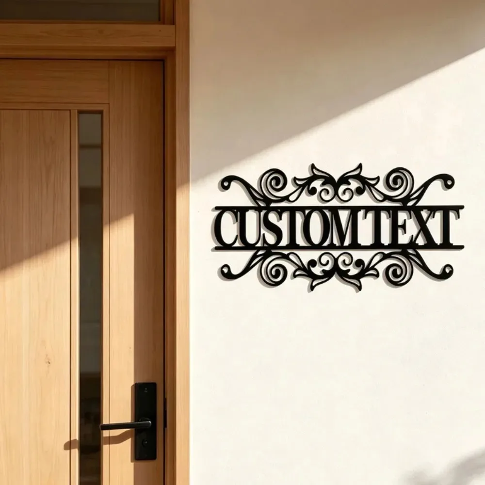 CIFbuy Rustic Scroll Address Plaque, Weather Resistant Fade‑Proof, Engraved House Number Street Name, Indoor Outdoor Wall Decor