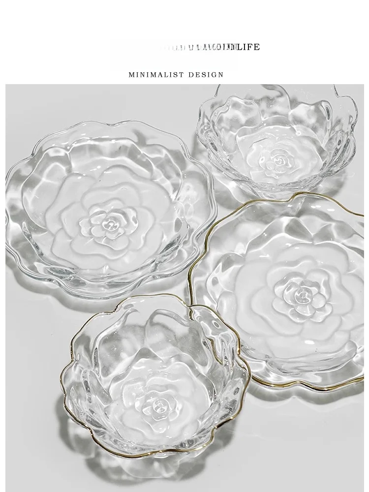 

Стеклянная тарелка Tlife Crystal Rose Flower для десертов, фруктов и выпечки, европейский стиль, однотонная, для взрослых