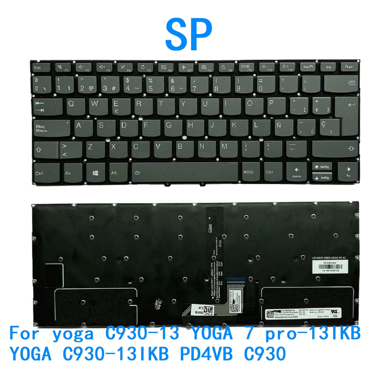 

New Spanish Language Backlit Keyboard For Lenovo yoga C930-13 YOGA 7 pro-13IKB YOGA C930-13IKB PD4VB C930 Replacement Keyboard