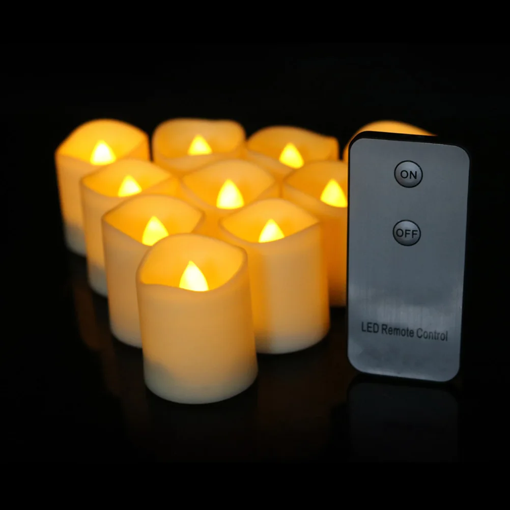 

12pcs Remote Control LED Flameless Candles Timing Electronic for Wedding Anniversary Banquet Home Decor Smoke