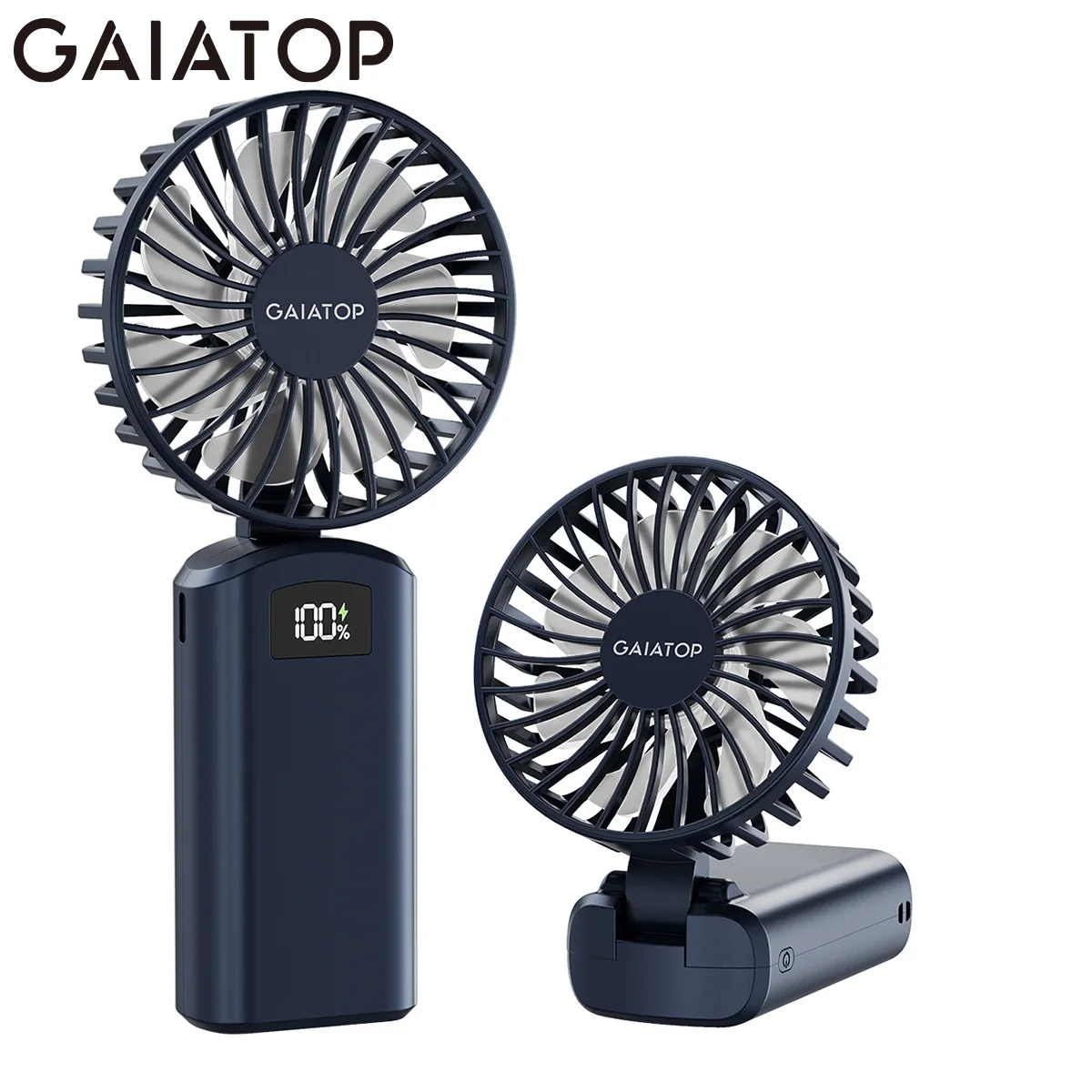 Gaiatop Portable Handheld Fan,Personal Fan with LED Display 3-in-1 180° Foldable Mini Fan with 3 Speed,Desk Fan Rechargeable