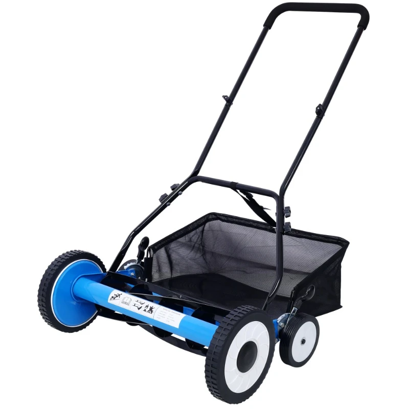 

20-Inch 5-Blade Push Reel Lawn Mower with Grass Catcher, 4 WHEELS,Fast Shipping From USA Warehouse