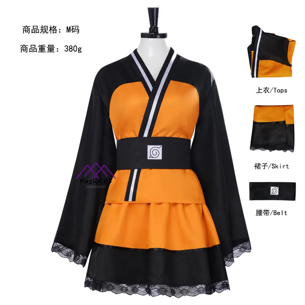 Anime Shippuden Cosplay Costume Uzumaki Role Playing Clothes Full Set Kimono Outfit for Women Adult Comic Con Halloween Party